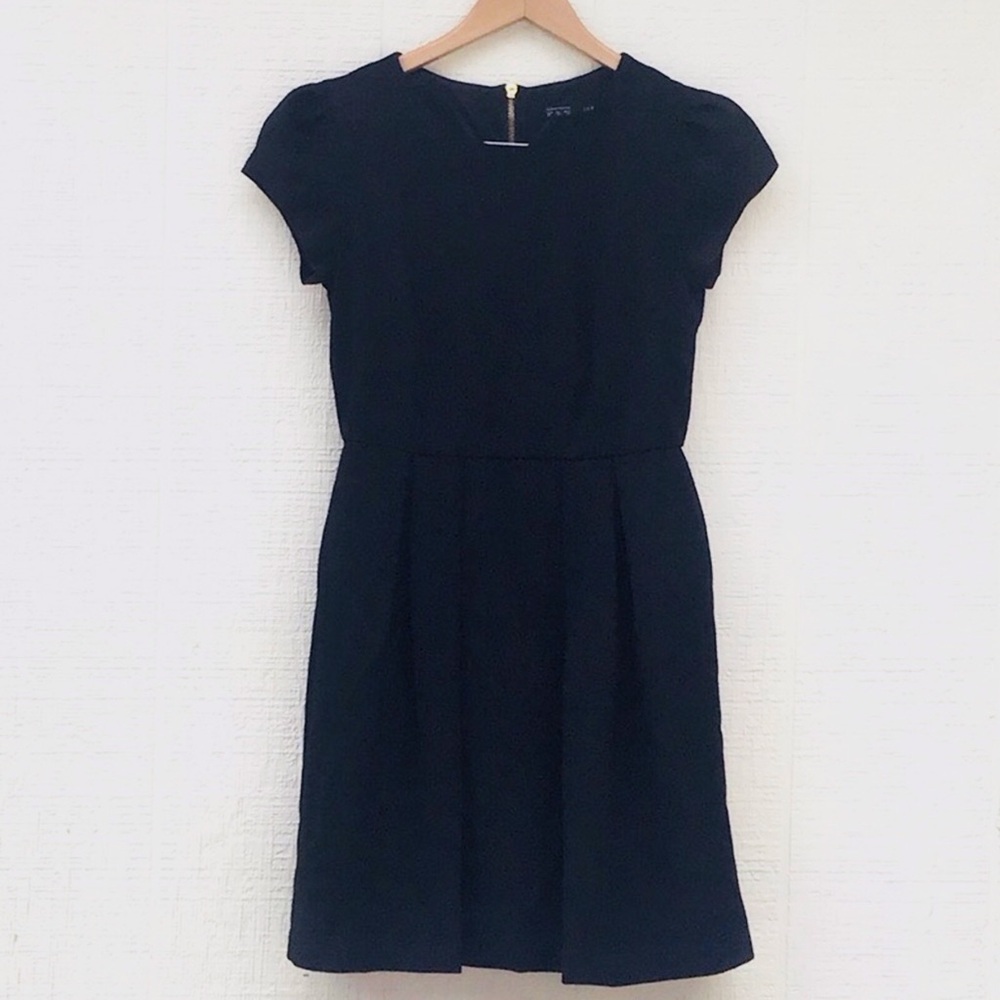 Zara Black pleated A-Line Mini Dress with Flutter Cap Sleeves